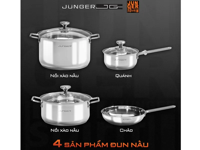 Bộ Nồi Inox 304 Cao Cấp 7 Món Junger CWJ-070