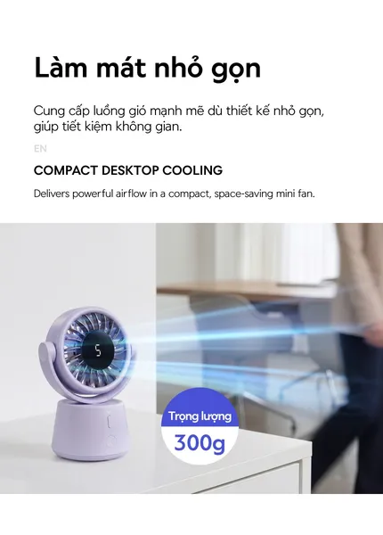 Quạt Để Bàn LocknLock ENF336IVY 3600mAh - Màu Ngà