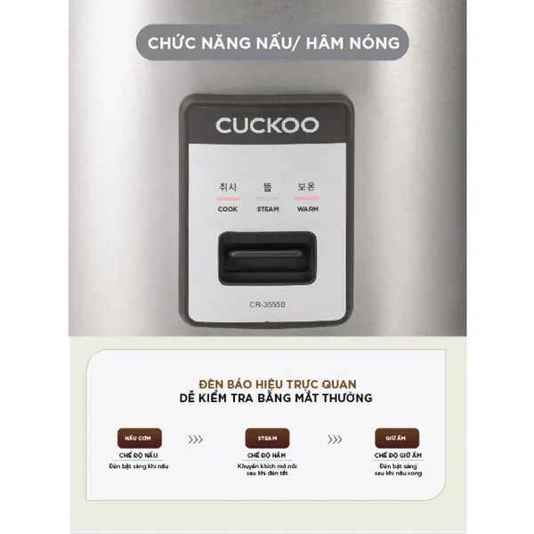 Nồi Cơm Điện Cuckoo CR-3555 Màu Đen 6.3 Lít