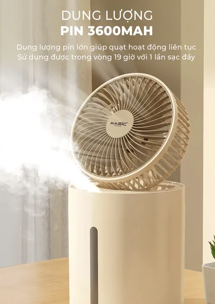 Quạt Sạc Phun Sương Magic A-006
