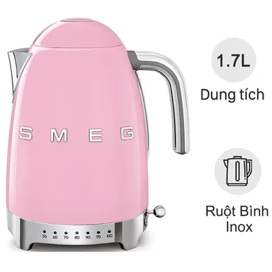 Ấm Đun Chỉnh Nhiệt Độ Smeg Hồng KLF04PKEU (535.44.046)