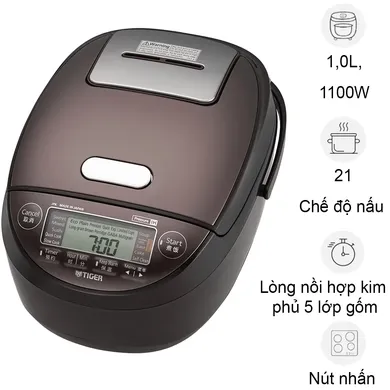 Nồi Cơm Điện Tử Cao Tần Áp Suất Tiger JPK-W10W-T - Nhật Bản