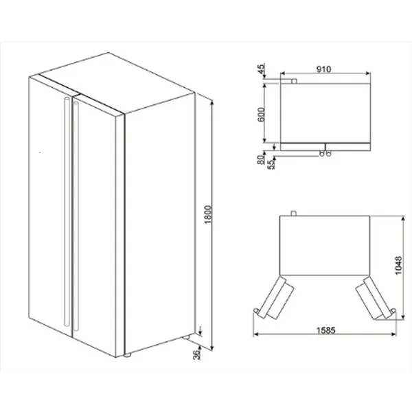 Tủ Lạnh Smeg Side By Side 181 Lít SBS660X 535.14.998