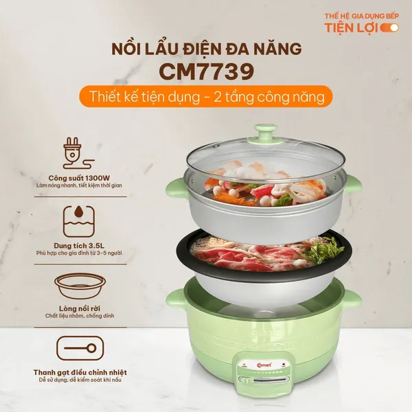 Nồi Lẩu Điện Comet CM7739 3.5 Lít
