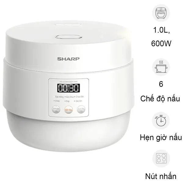 Nồi Cơm Điện Tử Sharp KS-COM100DV-WH 1 Lít