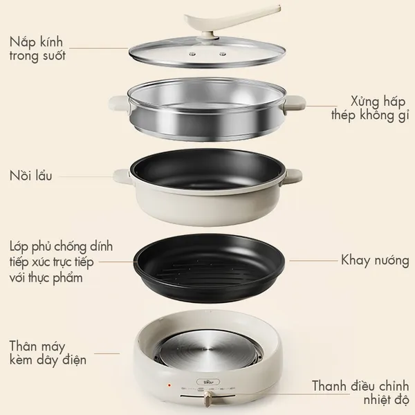 Nồi Lẩu Nướng Đa Năng Bear DHG-C40W2