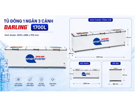 Tủ Đông Darling Smart Inverter 1700 Lít DMF-1579ASI 0
