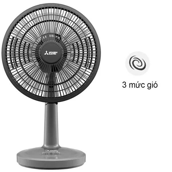Quạt Bàn Mitsubishi D12A-GB CY-GY - Xám Đậm - Thái Lan