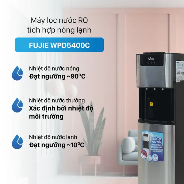 Máy Lọc Nước RO Tích Hợp Làm Nóng Lạnh Cao Cấp FujiE WPD5400C