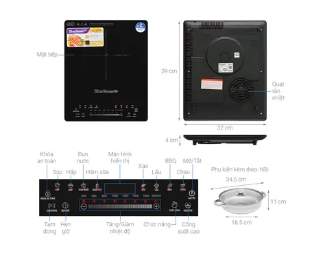 Bếp Từ Đơn Bluestone ICB-6731 2000W (Tặng Kèm Nồi) 7