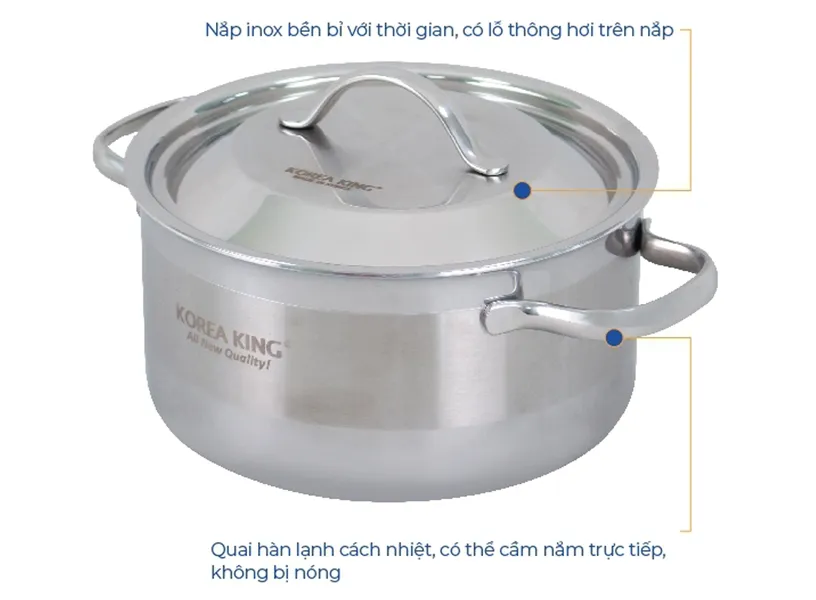 Nồi Inox 5 Lớp Đáy Liền Korea King KP-22S5PLY 4 Lít
