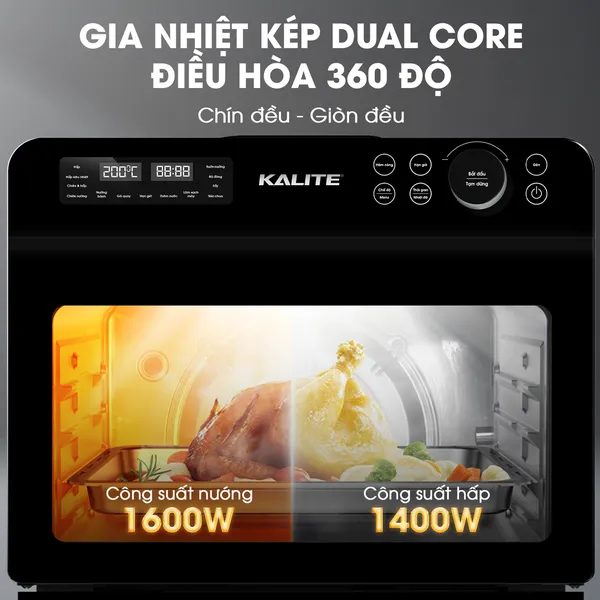 Lò Chiên Không Dầu Kết Hợp Hấp Kalite 20 Lít Fusion Pro