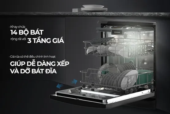 Máy Rửa Bát Sunhouse SHB8014SMB 8