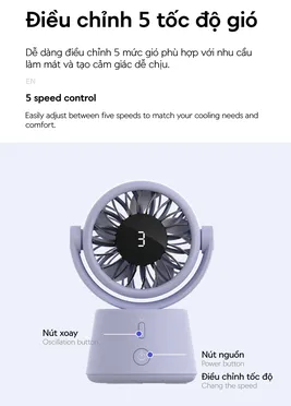 Quạt Để Bàn LocknLock ENF336IVY 3600mAh - Màu Ngà 8