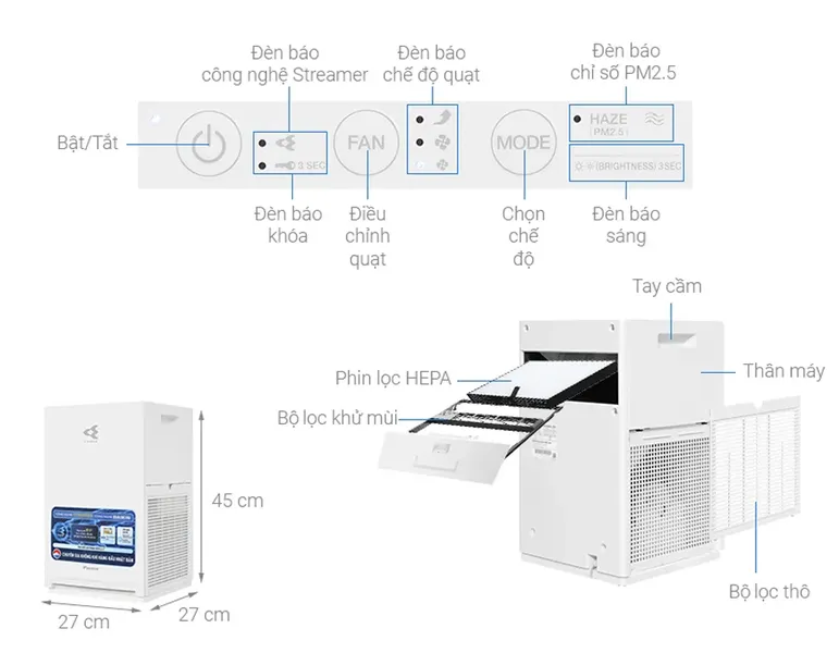Máy Lọc Không Khí Daikin MC30YVM7 - Malaysia