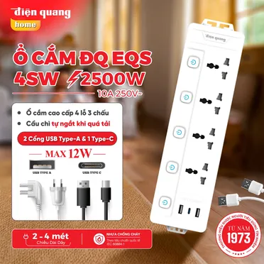 Ổ Cắm Điện Quang ĐQ EQS 4SW 2m 3U 6