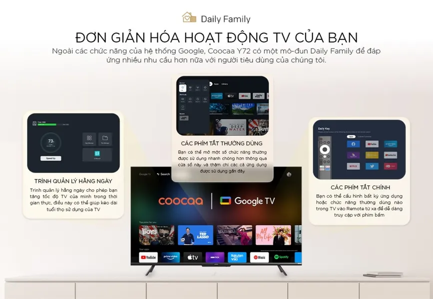 Google Tivi Coocaa 4K 70 Inch 70Y72