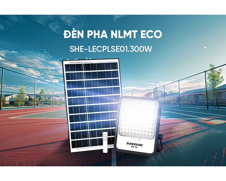 Đèn Pha Năng Lượng Mặt Trời Dùng Ngoài Trời, Sân Vườn Eco Sunhouse SHE-LECPLSE01.300W