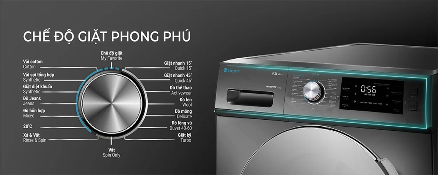 Máy Giặt Casper Inverter 12.5 Kg WF-125I140BGB