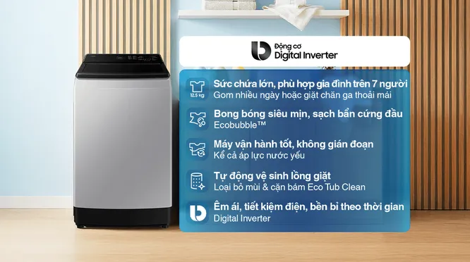 Máy Giặt Samsung Inverter 12.5 Kg WA40F12E4LSV