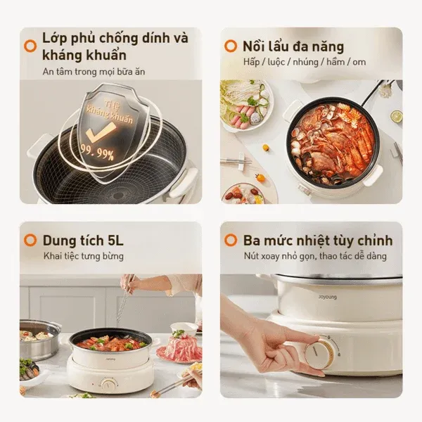 Nồi Lẩu Đa Năng 3 Trong 1 Joyoung JHP-525 5 Lít