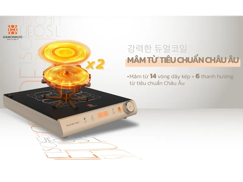Bếp Điện Từ Đơn Kèm Nồi Lẩu Hawonkoo SEOUL-CEH-108-INVERTER-GR