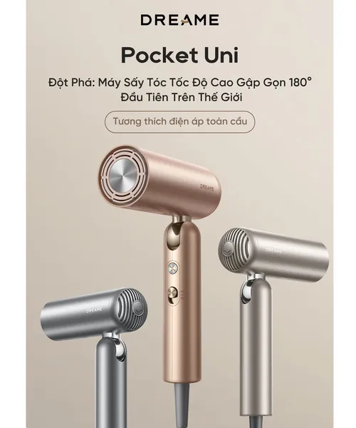 Máy Sấy Tóc Dreame Hair Pocket Uni AHD54 Màu Vàng Đồng