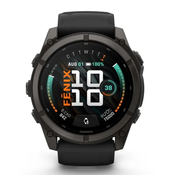 Đồng Hồ Thông Minh Garmin fenix 9 51mm Viền Titanium Carbon Dây Silicone