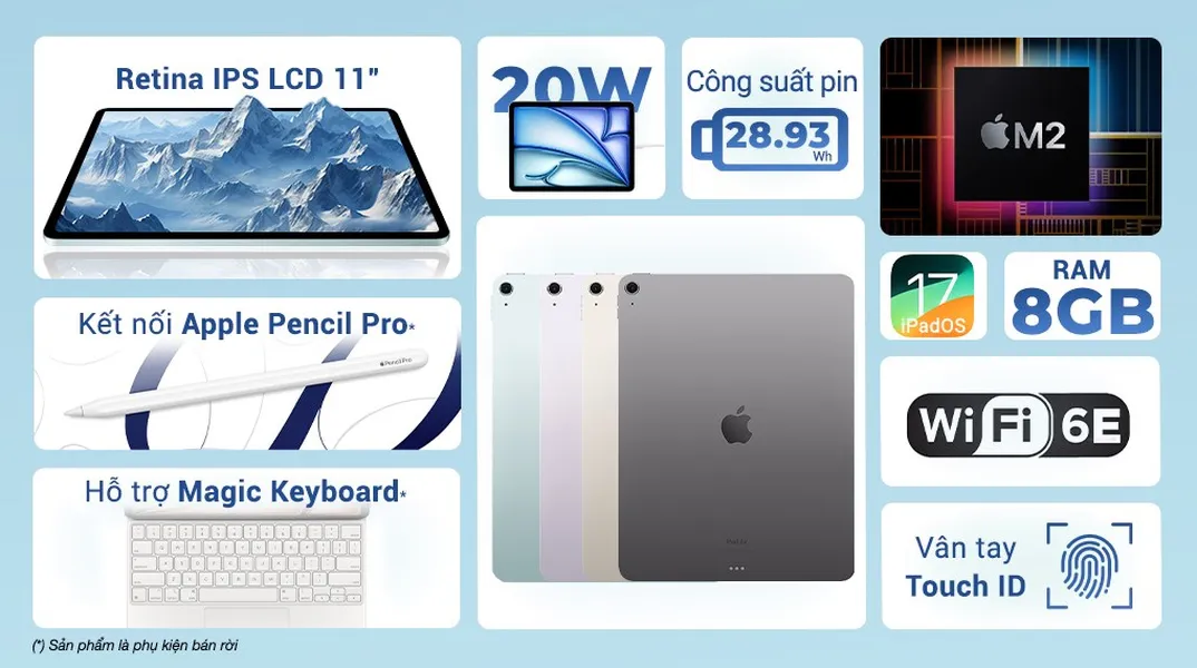 Máy tính bảng iPad Air 6 M2 11 inch WiFi (8GB+128GB)