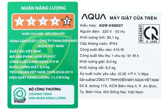 Máy Giặt Aqua 8 Kg AQW-KS80GT.S 4