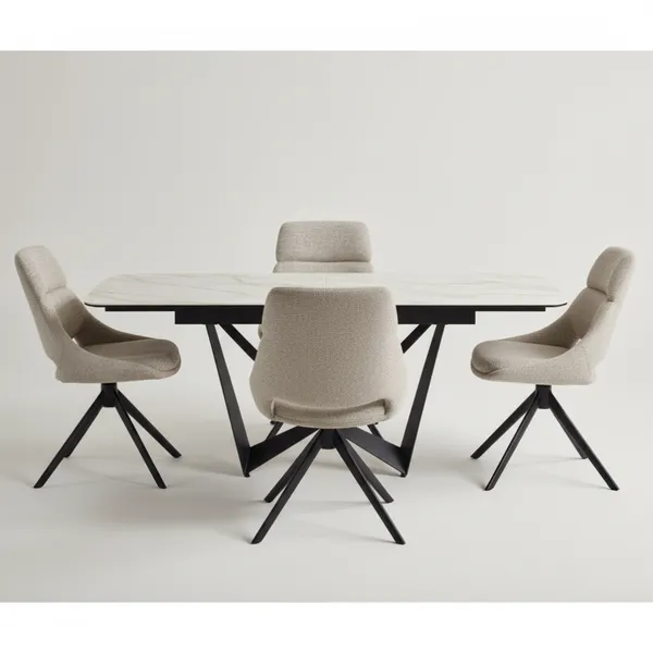 Bộ Bàn ăn (Mở rộng) Isabella VA3142-GNS-200 + 4 Ghế ăn Elsa VD3136-R Coffee