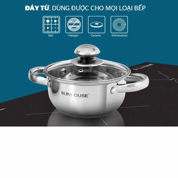 Bộ nồi inox 3 đáy Sunhouse SH334 16-20–24 cm