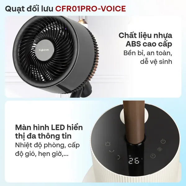 Quạt Tuần Hoàn Thông Minh, Ra Lệnh Giọng Nói Fujihome Luxury CFR01PRO-VOICE (Màu đen)