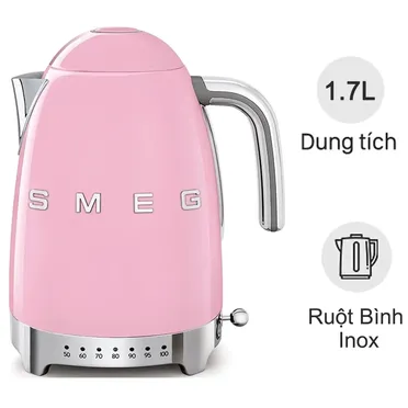 Ấm Đun Chỉnh Nhiệt Độ Smeg Hồng KLF04PKEU (535.44.046)