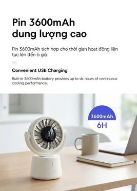 Quạt Để Bàn LocknLock ENF336PUP 3600mAh Màu Tím 10