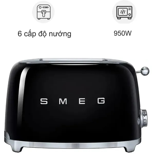 Máy nướng bánh mì Smeg TSF01BLEU, Màu đen