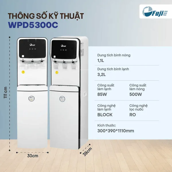 Máy Lọc Nước RO Tích Hợp Làm Nóng Lạnh Cao Cấp FujiE WPD5300C