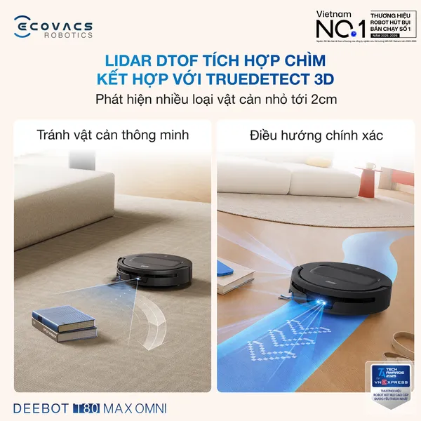 Robot Hút Bụi Lau Nhà Ecovacs T80 Max Omni Black