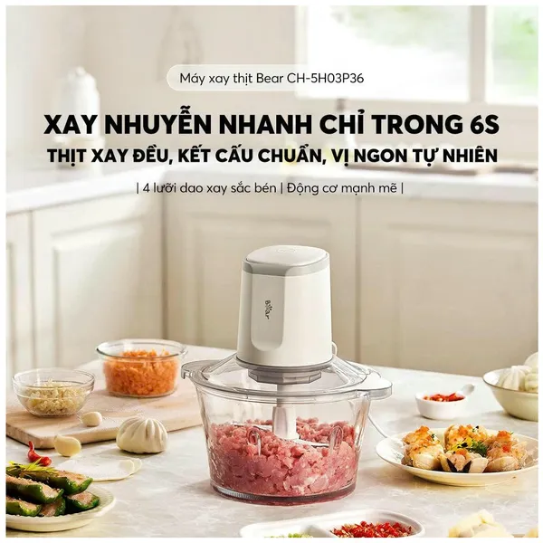Máy Xay Thịt Bear CH-5H03P36 1.8 Lít