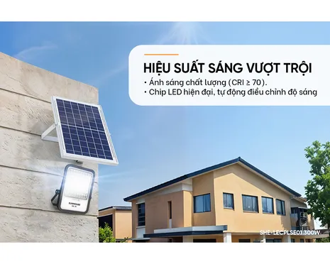 Đèn Pha Năng Lượng Mặt Trời Dùng Ngoài Trời, Sân Vườn Eco Sunhouse SHE-LECPLSE01.300W 9