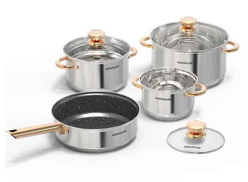 Bộ Nồi Chảo Inox 5 Đáy Sunhouse SHG789 0
