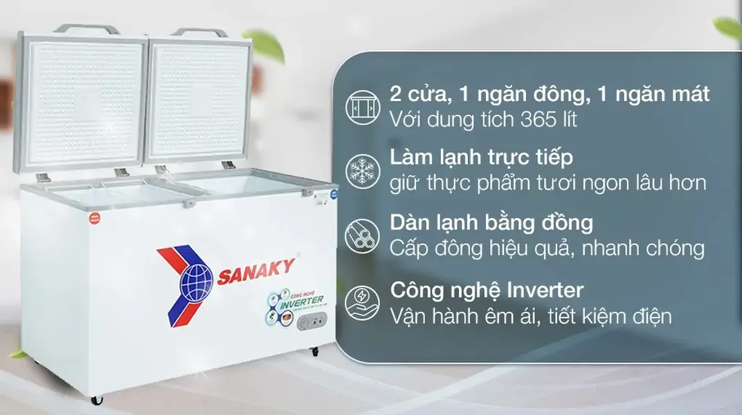 Tủ Đông Mát Sanaky Inverter 365 Lít VH-5699W3