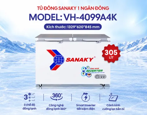 Tủ Đông Sanaky Inverter 305 Lít VH-4099A4K 0
