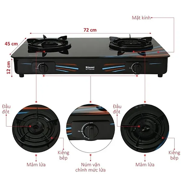Bếp gas đôi Rinnai RV-715SLIM(GL-SC)