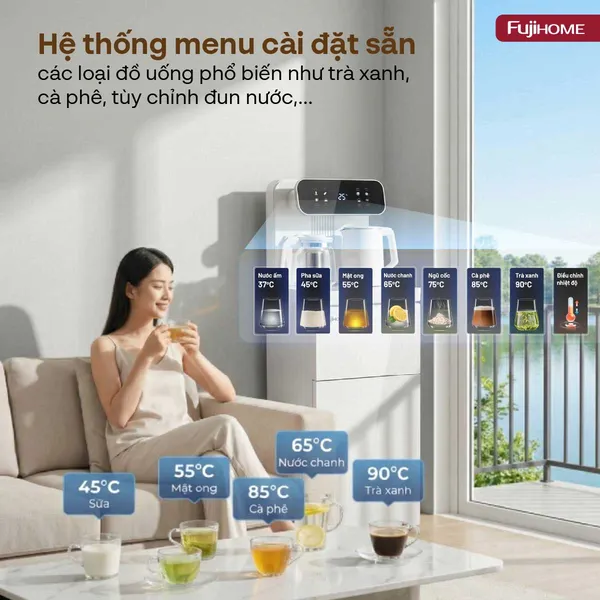 Cây Nước Nóng Lạnh Kết Hợp Bàn Pha Trà Cafe Fujihome TB237N