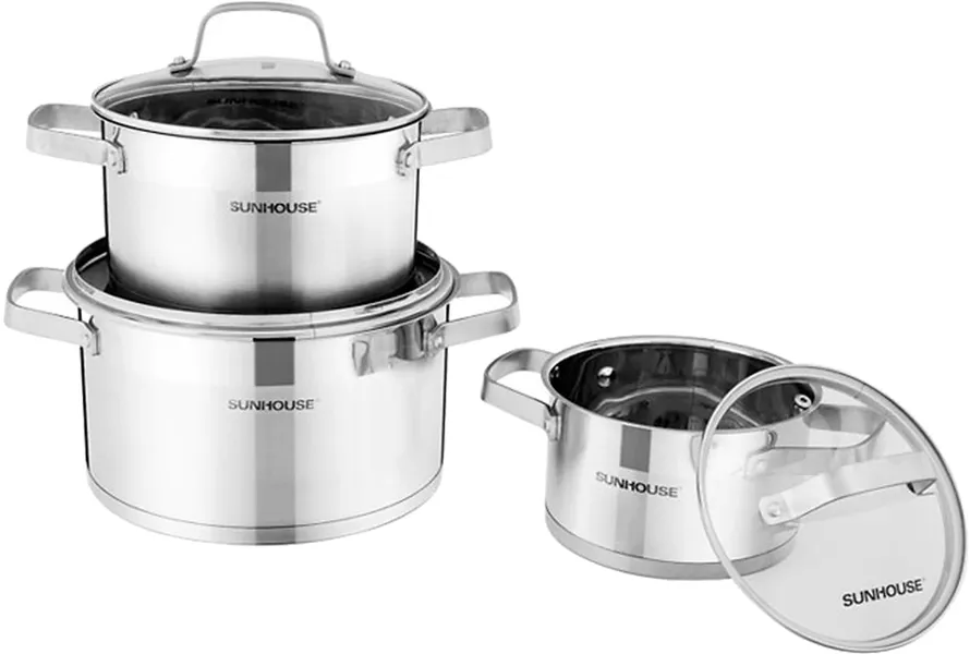 Bộ nồi inox 5 đáy Sunhouse SH780 16-20-24 cm