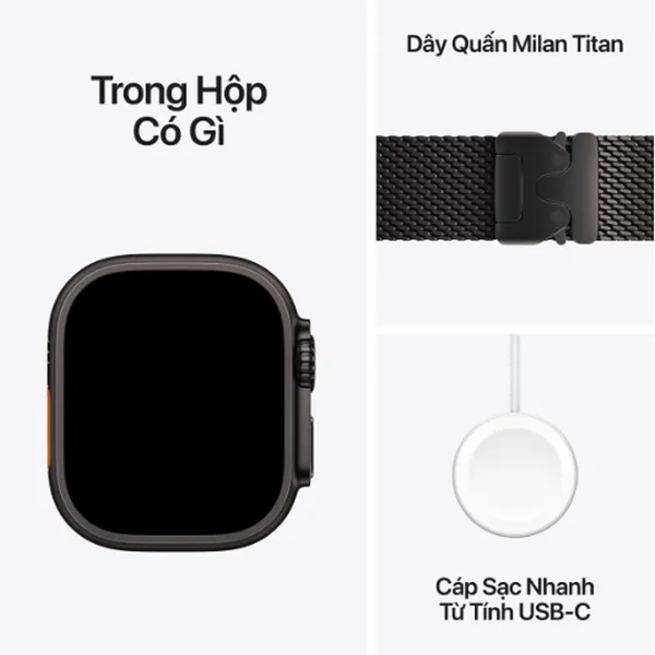 Apple Watch Ultra 4 GPS + Cellular 49mm Viền Titanium Dây Milan
