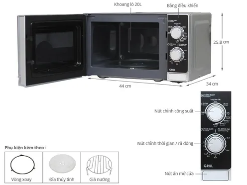 Lò vi sóng Sharp R-G223VN-SM 20 lít 1