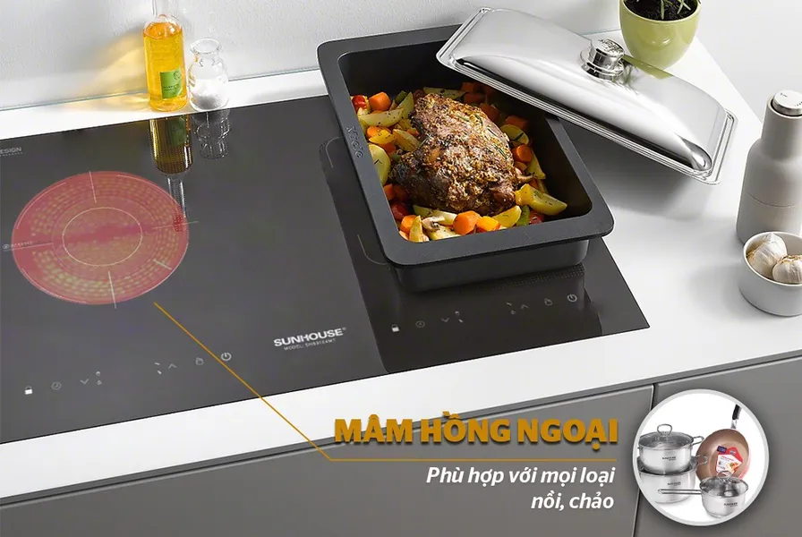 Bếp từ - hồng ngoại đôi Sunhouse SHB9104MT 4000W