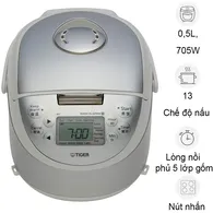 Nồi Cơm Điện Tử Cao Tần Tiger JPF-A55W 0.5 Lít, Màu Xám - Nhật Bản